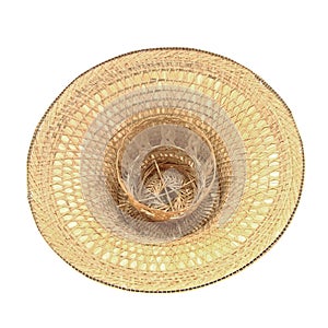 Straw wicker hat isolated on a white