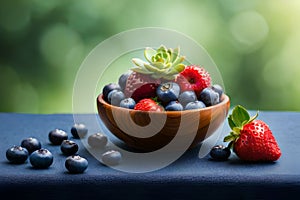 Strawberies and blue barries in the bowl