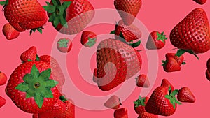 Strawberries, 3D animation video on Living Coral background