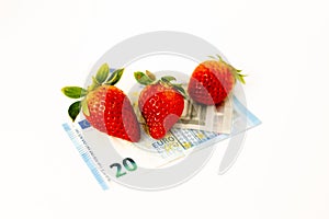 Strawberries on banknotes