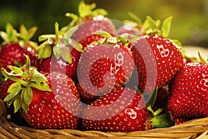 strawberries in basket, strawberry basket, strawberries on wooden table, strawberry, basket with strawberries, strawberries in na