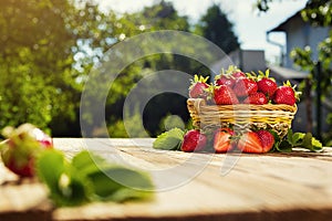 strawberries in basket, strawberry basket, strawberries on wooden table, strawberry, basket with strawberries, strawberries in na