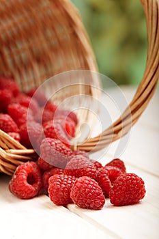 Strawberries in a basket on the table