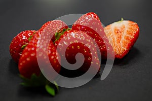 Strawberries on black background