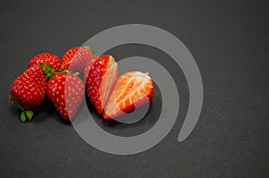 Strawberries on black background