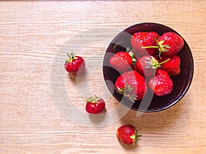 Strawberries in black plate