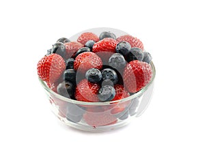 Strawberries and blueberries in a bowl