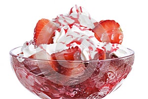 Strawberries bowl with cream