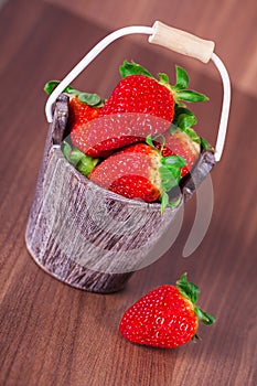 Strawberries in a bucket