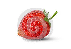 Strawberries close up on white background, Strawberry isolated. Strawberries with leaf isolate