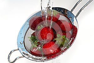 Strawberries in colander
