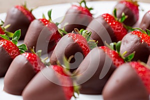 Strawberries dipped in dark chocolate