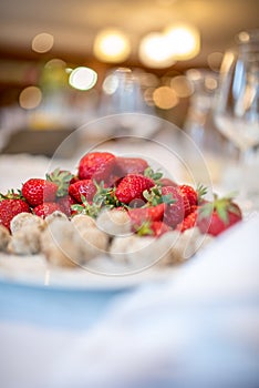 Strawberries on elegantly decorated table