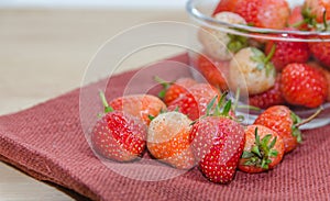 strawberries on the fabric