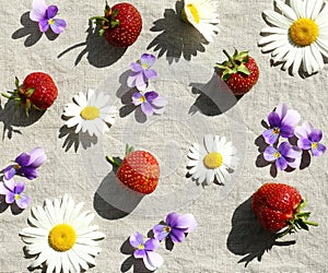 Strawberries and flowers