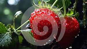 Strawberries in the garden. Selective focus. nature