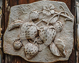 Strawberries on a Garden Stepping Stone