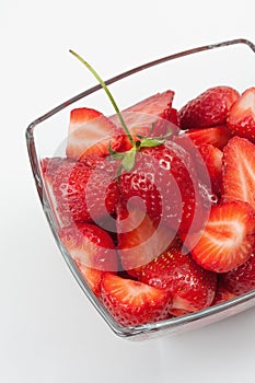 Strawberries in a glass bowl