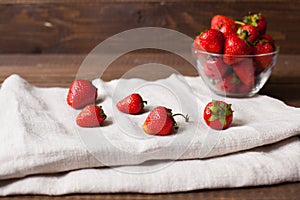 Strawberries in the glass bowl