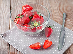 Strawberries in a glass bowl