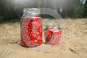 Strawberries in a glass jar