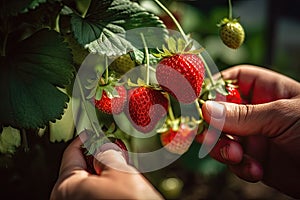 strawberries in hands