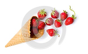 Strawberries in an ice cream cone