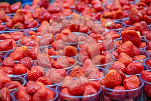 Strawberries inside London\'s famous Borough Market