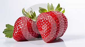 Strawberries isolated on white background. Close up of fresh strawberries