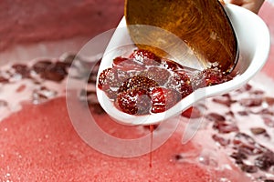 Strawberries jam making
