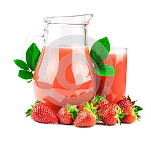 Strawberries juice with fresh strawberries