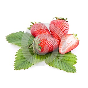 Strawberries with leaf