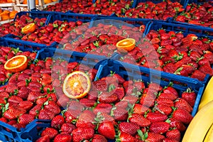 Strawberries in a local market