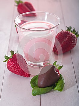 Strawberries with milk photo