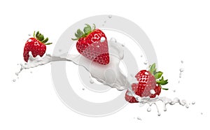 Strawberries with milk splash