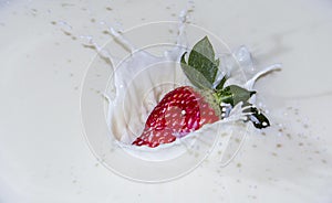 Strawberries with milk splash