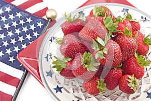 Strawberries with Patriotic Theme background