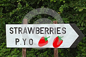 Strawberries pick your own wooden sign
