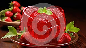 strawberries red jello