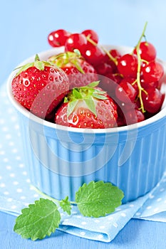 Strawberries and redcurrants photo