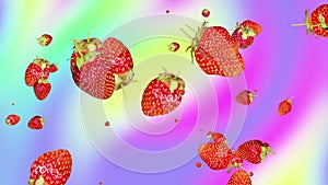 Strawberries rotate on an abstract background