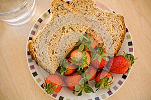Strawberries and sandwiches