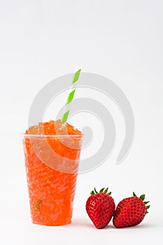 Strawberries slushie isolated on white background