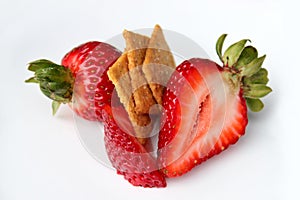 Strawberries with sugar thins isolated