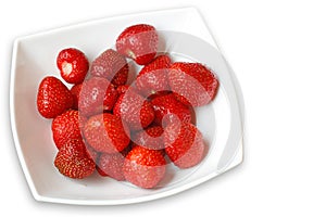 Strawberries in white bowl