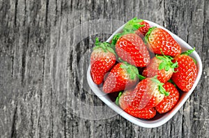 Strawberries in white bowl