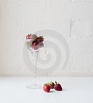 Strawberries in wine glass