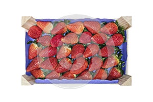 Strawberries in a wooden box , Organic fruit