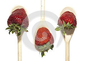 Strawberries on wooden spoon