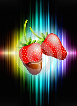 Strawberry on Abstract Spectrum Background